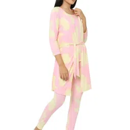 Sweet Dreams Multicolor Abstract Print Pajama Set With Robe image 3