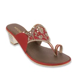 Mochi Women's Red Toe Ring Sandals-image-78