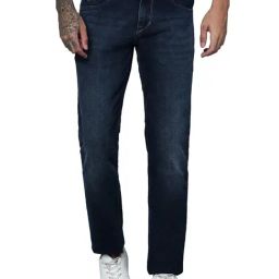 Cantabil Men Blue Solid Jeans Flat Front Mid Rise Jeans-image-96