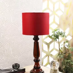 Tucasa NTU-179 B-22 Table Lamp with Wood Base (Red) image 4