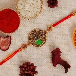 eCraftIndia Multicolor Peacock Rakhi with Sibling Agreement & Roli Chawal Pack-image-98