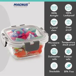 MAGNUS Solid Grey Borosilicate 320ml Square Container image 5