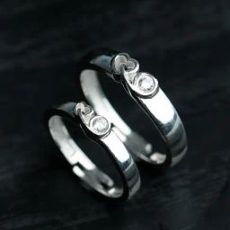 SHEER by Priyaasi Sparkling Forever Heart 925 Silver Casual Couple Rings-23