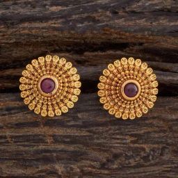 Kushal's Fashion Jewellery Pink Golden Earrings for Women-picture-3