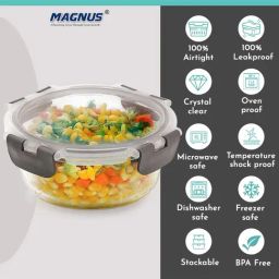 MAGNUS Solid Grey Borosilicate 620ml Round Container image 5