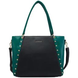 Caprese Shelby Blue Faux Leather Solid Tote Handbag-image-30