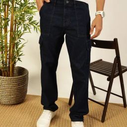 Thomas Scott Dark Blue Cotton Relaxed Fit Solid Jeans-image-79