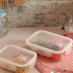 Femora Transparent Borosilicate Glass Containers with Lid (1500 ml, 1000 ml) - Set of 2-11