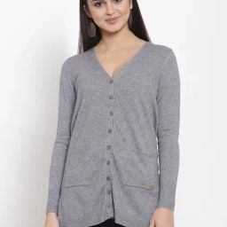 Global Republic Grey Textured Longline Cardigan-6