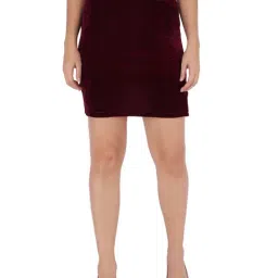Trend Arrest Wine Above Knee Skirt-image-11