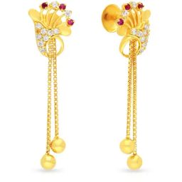 Malabar Gold and Diamonds 22k Yellow Gold Floral Earrings for Women-image-76