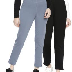Dollar Missy Grey & Black Elasticated Trousers - Pack of 2-image-32