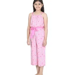 StyleStone Kids Pink Printed Jumpsuit with Belt-image-41