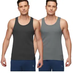 XYXX Dark Grey & Grey Regular Fit Vest - Pack of 2-image-65