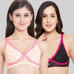 Clovia Multicolor Lace Bra (Pack of 2)-image-49