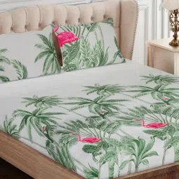 SEJ by Nisha Gupta Abstract Green 160 TC Cotton Double Bed Sheet with 2 Pillow Covers-image-41