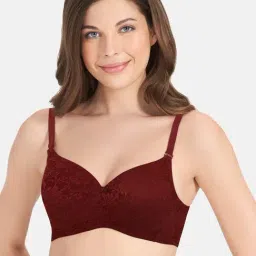 Amante Maroon Floral Print Full Coverage T-Shirt Bra-24