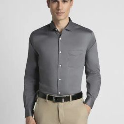 Peter England Grey Cotton Regular Fit Shirts-image-21