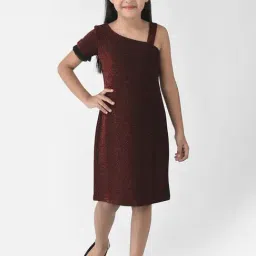Eavan Kids Maroon Self Party Dress-image-48
