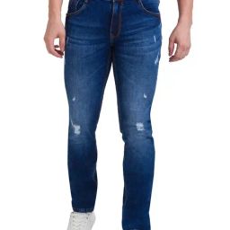 Parx Blue Skinny Fit Distressed Jeans-image-36
