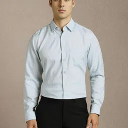 Louis Philippe Checked Spread Collar Pure Cotton Slim Fit Formal Shirt-picture-20