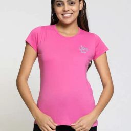 FEMEA fuchsia Cotton Graphic Print T-Shirt-21