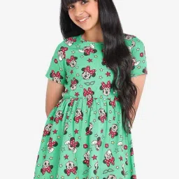 Bonkids Minnie Mouse Printed Cotton Mini Fit & Flare Dress-image-2
