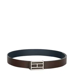 Tommy Hilfiger Brown & Navy Leather Reversible Belt for Men image 2