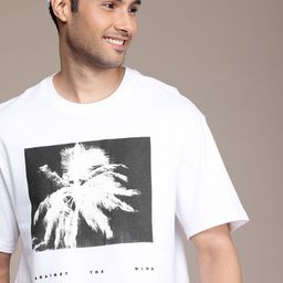 WROGN Printed Drop-Shoulder Sleeves Pure Cotton Oversized T-shirt-image-76