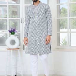 See Designs Men Geometric Embroidered Kurta with Pyjama-picture-23