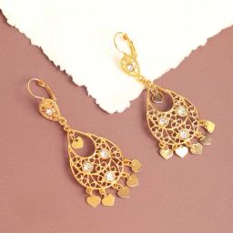 SOHI Gold Plated Designer Stone Party Drop Earring For Women-image-25