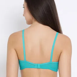 Clovia Blue & Grey Color-Block Full Coverage Bra image 2
