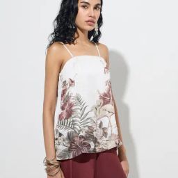 Vark by Westside White Foliage Printed Ethnic Top-image-87