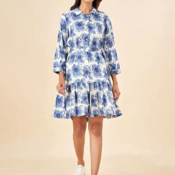 Akkriti by Pantaloons Blue Printed A-Line Dress-image-28
