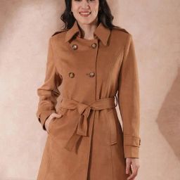 Globus Light Brown Regular Fit Coat With Belt-picture-10