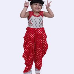 Twisha Girls Offwhite & Red Cotton Regular Fit Printed Jumpsuit-image-31