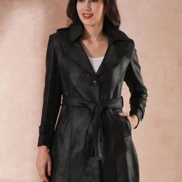 Globus Black Regular Fit Trench Coat With Belt-image-27