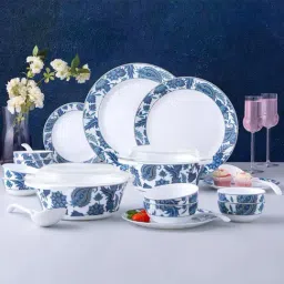 Larah by Borosil White Opalware Floral Dinner Set-picture-15