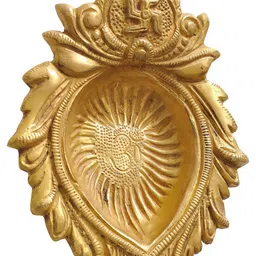 Exotic India Textured Om Brass Diya-image-53