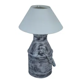 Homesake Rustic Milk Churn Can White Metal Table Lamp with White cone Shade image 3