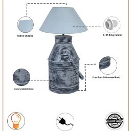 Homesake Rustic Milk Churn Can White Metal Table Lamp with White cone Shade image 5