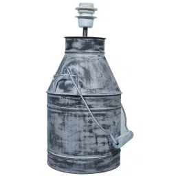 Homesake Rustic Milk Churn Can White Metal Table Lamp with Golden Cone Shade image 4