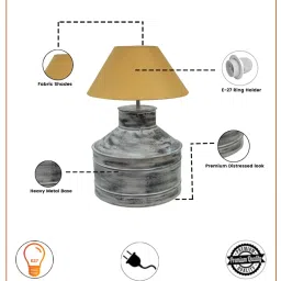 Homesake Rustic Milk Gagar White Metal Table Lamp with Golden Cone Shade image 5