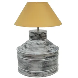 Homesake Rustic Milk Gagar White Metal Table Lamp with Golden Cone Shade image 2
