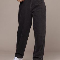 The Roadster Lifestyle Co Cotton High Rise Wide Leg No Faded Jeans-image-82