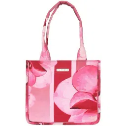 Caprese Iris Pink Canvas Floral Tote Handbag-image-13