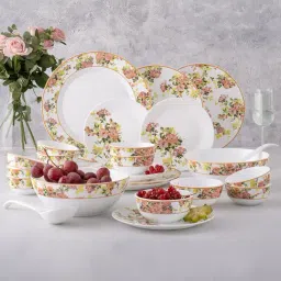 Larah by Borosil White Opalware Floral Dinner Set-picture-3