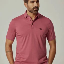 Andamen Pink Cotton Regular Solid Polo T-Shirt-image-23