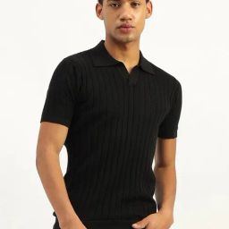 United Colors of Benetton Black Cotton Textured T-Shirt-picture-11