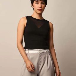 Only Black Ribbed Vest Top-image-71